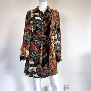 Boohoo 12 printed belted shirt dress